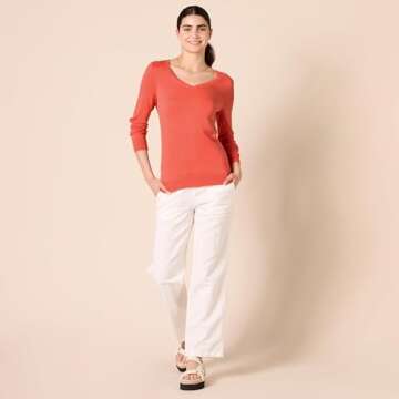 Amazon Essentials Women's Classic Fit Lightweight Long-Sleeve V-Neck Sweater