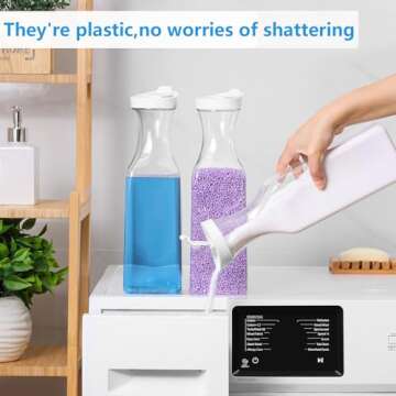 Laundry-Detergent-Dispenser,54oz Fabric Softener Dispenser,Plastic Liquid Laundry Detergent Container,Laundry Detergent Organizer for Laundry Room Organization with 4 Labels,3 Pack