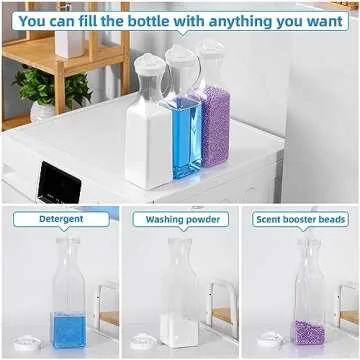 Laundry-Detergent-Dispenser,54oz Fabric Softener Dispenser,Plastic Liquid Laundry Detergent Container,Laundry Detergent Organizer for Laundry Room Organization with 4 Labels,3 Pack