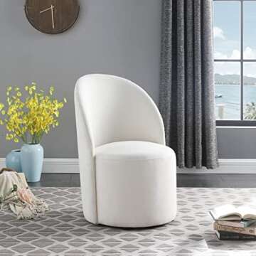Meridian Furniture 528Cream Hautely Collection Modern | Contemporary Boucle Fabric Upholstered Accen...