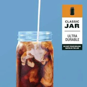 County Line Kitchen Glass Cold Brew Coffee Maker with Lid - Wide Mouth, 1 Quart (32 oz) - Heavy Duty, Leak Proof - Sun & Iced Tea Pitcher, Cold Brew Coffee, Breast Milk Storage, Water - Gray