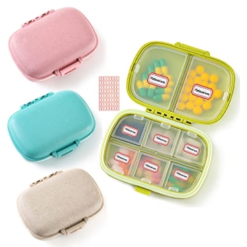 Qeedy 4 Pack Pill Organizer - Travel-Friendly, Waterproof Case for Pills and Vitamins