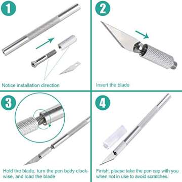 125 PCS Precision Hobby Knife Kit,110 PCS Carving Blades with 2 Handles, 11PCS SK5 Art Blades with 1 Handles, Cutting Board, Steel Rule, Craft Knife Set for DIY Art Work, Scrapbook.