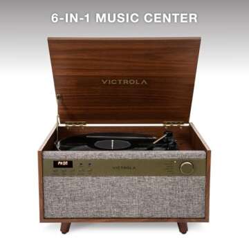 Victrola Century 6-in-1 Vinyl Record Player & Music Center - 3-Speed Turntable, CD & Cassette Player...
