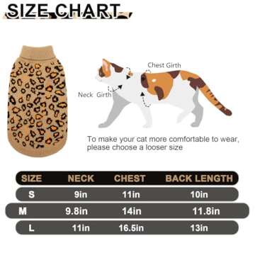 Mihachi Winter Warm Cat Sweater Turtleneck Puppy Pets Sweater Knit Vest Fashion Leopard for Cats Pup...
