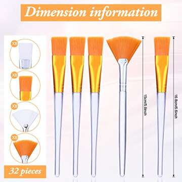 32 Pcs Face Mask Fan Brush Applicator Set Soft Fan Brush Flat Head Facial Brush Esthetician Mask Bru...