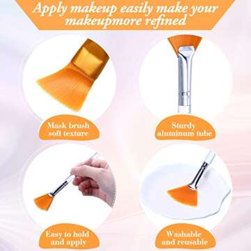 32 Pcs Face Mask Fan Brush Applicator Set Soft Fan Brush Flat Head Facial Brush Esthetician Mask Brush Cosmetic Makeup Tools for Eyelash Extension Peel Mud Clay Mask Cream (Brown)