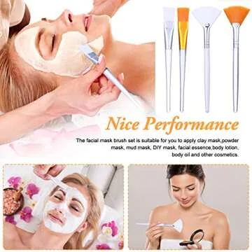 32 Pcs Face Mask Fan Brush Applicator Set Soft Fan Brush Flat Head Facial Brush Esthetician Mask Brush Cosmetic Makeup Tools for Eyelash Extension Peel Mud Clay Mask Cream (Brown)