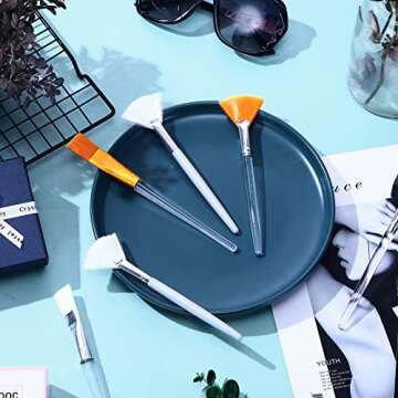 32 Pcs Face Mask Fan Brush Applicator Set Soft Fan Brush Flat Head Facial Brush Esthetician Mask Brush Cosmetic Makeup Tools for Eyelash Extension Peel Mud Clay Mask Cream (Brown)