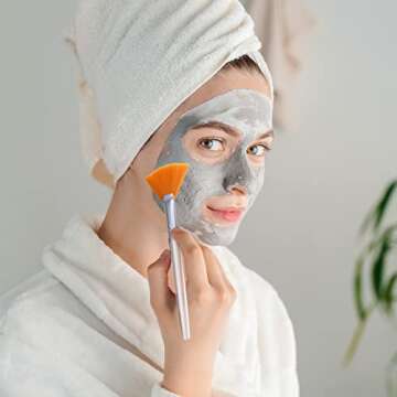 32 Pcs Face Mask Fan Brush Applicator Set Soft Fan Brush Flat Head Facial Brush Esthetician Mask Brush Cosmetic Makeup Tools for Eyelash Extension Peel Mud Clay Mask Cream (Brown)