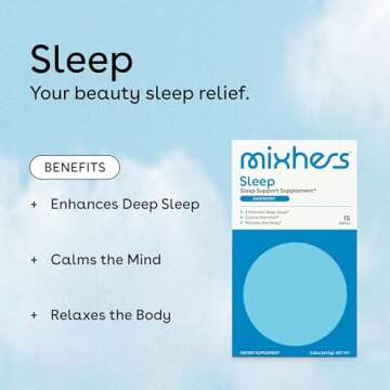 Mixhers Sleep - Sleep Support Drink Mix - With Ashwagandha, Chamomile & Melatonin - For Deep Sleep, Jet Lag & Shift Workers - 15 Packets - Restful Raspberry Flavor