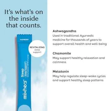 Mixhers Sleep - Sleep Support Drink Mix - With Ashwagandha, Chamomile & Melatonin - For Deep Sleep, Jet Lag & Shift Workers - 15 Packets - Restful Raspberry Flavor