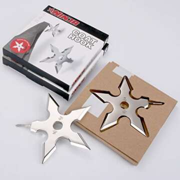 lanliebao SUS304 Stainless Steel Shuriken Heavy Duty Coat Hooks Wall Mounted 35 LB Utility Hooks Heavy Hooks Dual Robe Hook Coat Hanger (Shuriken)