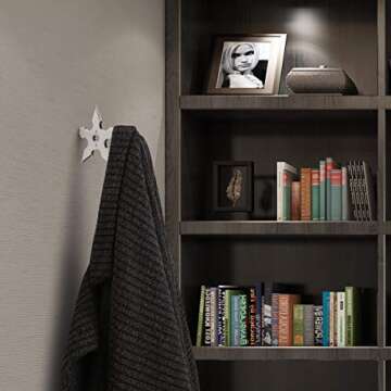 lanliebao SUS304 Stainless Steel Shuriken Heavy Duty Coat Hooks Wall Mounted 35 LB Utility Hooks Heavy Hooks Dual Robe Hook Coat Hanger (Shuriken)