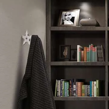 lanliebao SUS304 Stainless Steel Shuriken Heavy Duty Coat Hooks Wall Mounted 35 LB Utility Hooks Heavy Hooks Dual Robe Hook Coat Hanger (Shuriken)