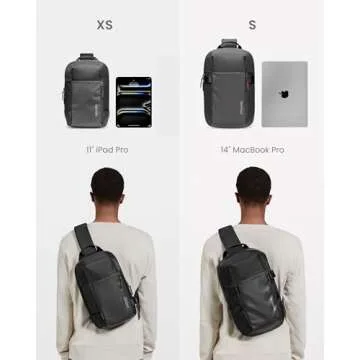 tomtoc Sling Bag Crossbody Backpack EDC Daypack for Men Women Minimalist Chest Shoulder bag for 2024 New 14" MacBook Pro M4, 13" MacBook Air/Pro, 11" iPad Air/Pro, Daily Use, Work, Travel- S Size