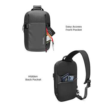 tomtoc Sling Bag Crossbody Backpack EDC Daypack for Men Women Minimalist Chest Shoulder bag for 2024 New 14" MacBook Pro M4, 13" MacBook Air/Pro, 11" iPad Air/Pro, Daily Use, Work, Travel- S Size