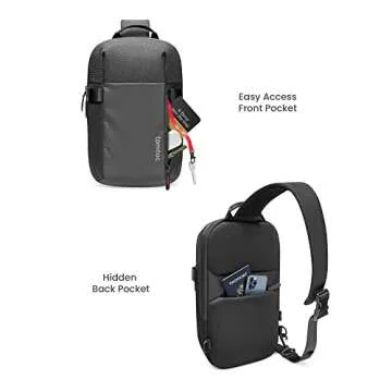 tomtoc Sling Bag Crossbody Backpack EDC Daypack for Men Women Minimalist Chest Shoulder bag for 2024 New 14" MacBook Pro M4, 13" MacBook Air/Pro, 11" iPad Air/Pro, Daily Use, Work, Travel- S Size