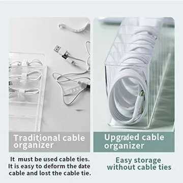 Charger Cable Cord Storage Organizer - Effortless Desk & Drawer Organization - Pack of 2