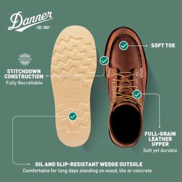 Danner 6" Bull Run Moc Toe Work Boots for Men