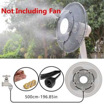 16in Spray Ring Outdoor Misting Fan Kit for Patio Cool Breeze, 16ft Spray Tube Accessories for Garde...