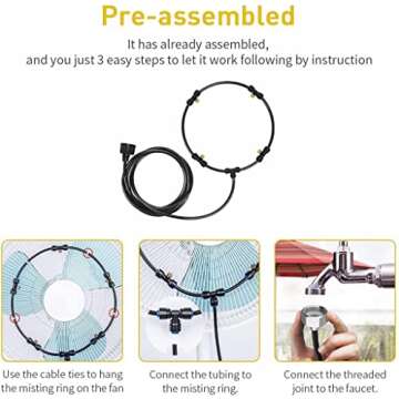 Outdoor Misting Fan Kit - 16in Spray Ring for Cooling