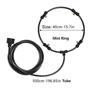 Outdoor Misting Fan Kit - 16in Spray Ring for Cooling