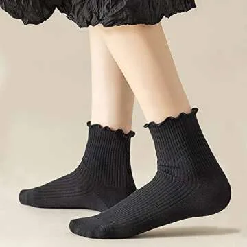 Charming Ruffle Ankle Socks for Women – 6 Pack