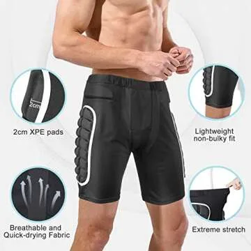 Protective Padded Shorts，3D Protection Hip Butt XPE Protective Gear Guard for Ski Snowboard and Skateboarding 4Men Women Youth
