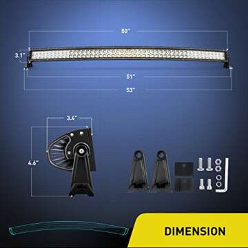 Nilight LED Light Bar 50Inch 288W 20100LM Curved Spot Flood Combo Driving Lamp Roof Bumper Off Road ...
