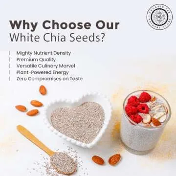 Pride Of India - Whole White Chia Seeds Raw Natural - 1.25 Pound (20 Oz) Jar with 24+ Servings - Omega-3 & Calcium Superfood - Great in smoothies, yogurt, baking, cereal, cookies, breakfast and more