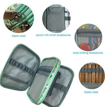 New Crochet Hook Case Without Hooks and Accessories, Zipper Storage Organizer Bag with Web Pockets for Various Crochet Needles/Knitting Accessories/Crochet Hook Kit Tools, Lightweight, Easy to Hold