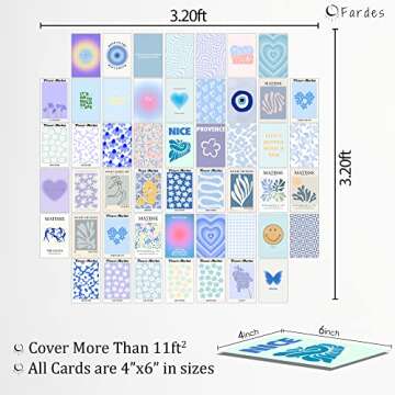 Blue Room Decor Aesthetic, 50pcs Danish Pastel Wall Collage Kit Aesthetic Pictures, Minimalist Decor Aesthetic Posters, Preppy Wall Decor for Teen Girls Bedroom Decor