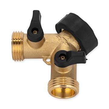 Camco Solid Brass Water Wye Valve- Easy Grip Valve Handles and Simple Water Hose Connection CSA Low ...