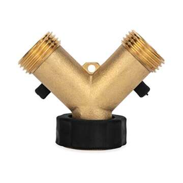 Camco Solid Brass Water Wye Valve- Easy Grip Valve Handles and Simple Water Hose Connection CSA Low Lead Certified - (20123)