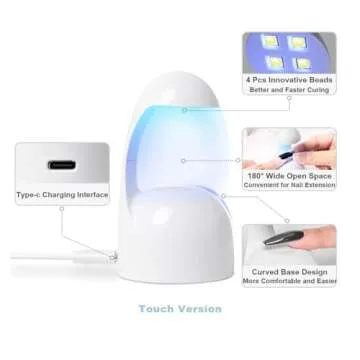 Lotifie Mini UV Light for Gel Nails, Great Value Eggshell LED Nail Lamp, USB Nail Dryer for Fast Curing Gel Nail Polish, Gel Glue,Nail Art,Semi Cured Gel Nail Strips