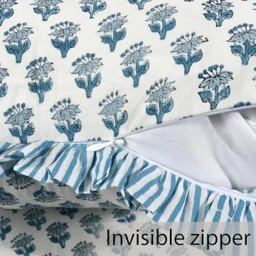 CPC Apatite Blue Ruffle Throw Pillow Covers for Couch