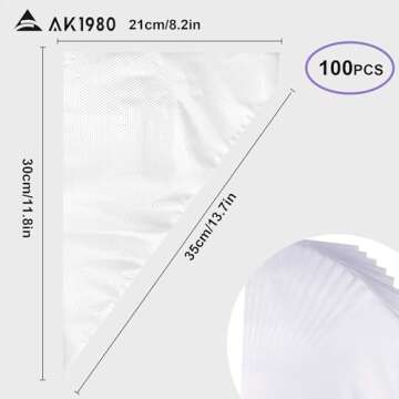 AK1980 Piping Bags -100 Pack-14-Inch Disposable Cake Decorating Bags Anti-Burst Cupcake Icing Bags f...