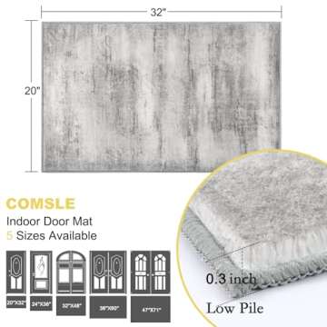 COMSLE Door Mat, Front Door Mat Indoor for Entrance Faux Wool Absorbent Non Slip Modern Throw Rug fo...