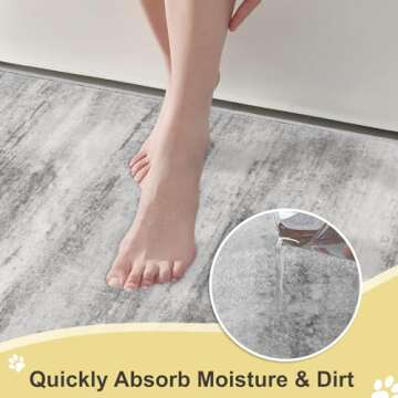 COMSLE Door Mat, Front Door Mat Indoor for Entrance Faux Wool Absorbent Non Slip Modern Throw Rug for Entryway Hallway Muddy Paws - Pet Friendly, 20x32 Inches,Linear Gray Machine Washable