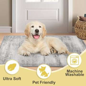 COMSLE Door Mat, Front Door Mat Indoor for Entrance Faux Wool Absorbent Non Slip Modern Throw Rug for Entryway Hallway Muddy Paws - Pet Friendly, 20x32 Inches,Linear Gray Machine Washable