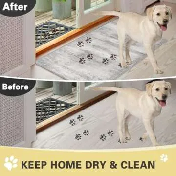 COMSLE Door Mat, Front Door Mat Indoor for Entrance Faux Wool Absorbent Non Slip Modern Throw Rug for Entryway Hallway Muddy Paws - Pet Friendly, 20x32 Inches,Linear Gray Machine Washable