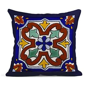 Semtomn Decorative Spanish Talavera Pillow Covers Set of 4