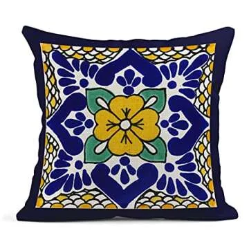 Semtomn Decorative Spanish Talavera Pillow Covers Set of 4