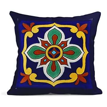 Semtomn Decorative Spanish Talavera Pillow Covers Set of 4
