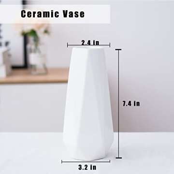 Ceramic Vase, 7.4 Inch for Pampas Calla Lily Tulip, Flower Vase Minimalism Style for Modern Table Sh...