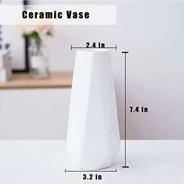 Ceramic Vase, 7.4 Inch for Pampas Calla Lily Tulip, Flower Vase Minimalism Style for Modern Table Sh...