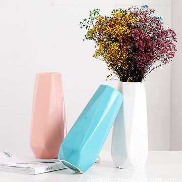 Ceramic Vase, 7.4 Inch for Pampas Calla Lily Tulip, Flower Vase Minimalism Style for Modern Table Shelf Home Decor, Fit for Housewarming, Weddings, Birthday, Christmas, Thanksgiving, New Year