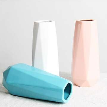 Ceramic Vase, 7.4 Inch for Pampas Calla Lily Tulip, Flower Vase Minimalism Style for Modern Table Shelf Home Decor, Fit for Housewarming, Weddings, Birthday, Christmas, Thanksgiving, New Year