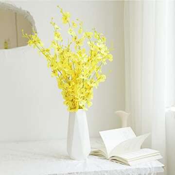 Ceramic Vase, 7.4 Inch for Pampas Calla Lily Tulip, Flower Vase Minimalism Style for Modern Table Shelf Home Decor, Fit for Housewarming, Weddings, Birthday, Christmas, Thanksgiving, New Year